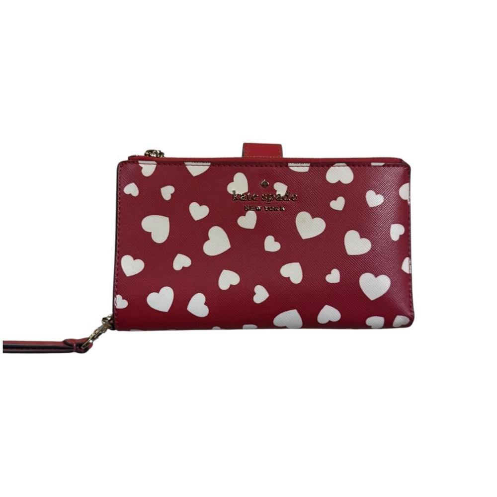 Kate Spade Staci Heart Pop Red & White printed phone wallet wristlet